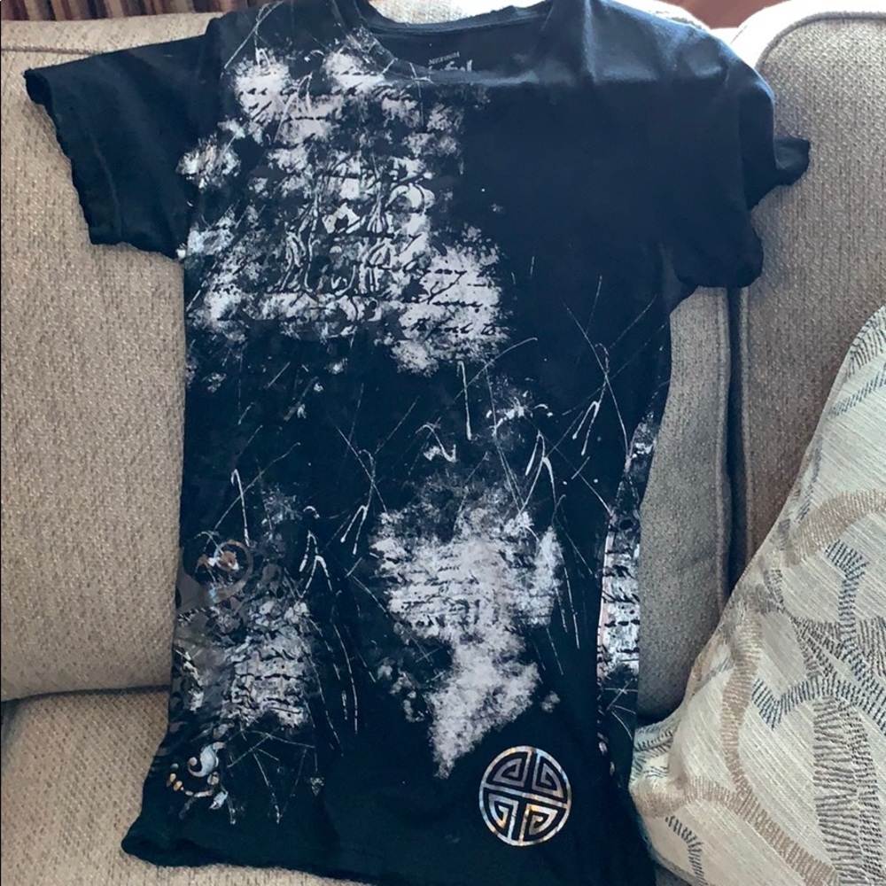 Black with silver foil sinful shirt